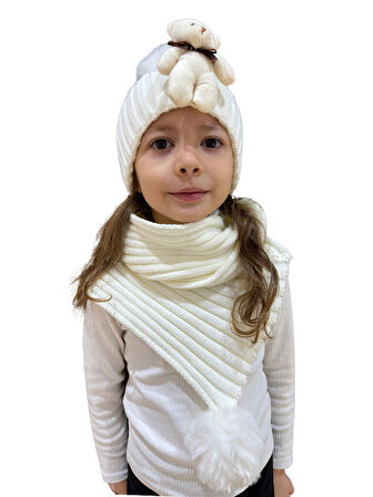 Benittokids Çocuk Ayıcıklı Atkı Bere Takımı 7019