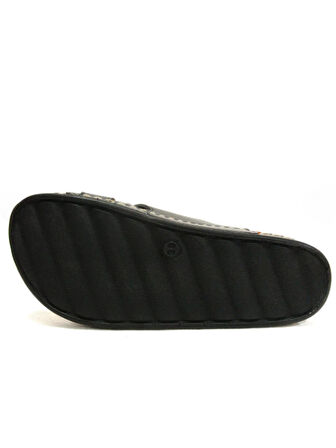 Apella Siyah Tokalı Çapraz Bant Anatomik Comfort Kadın Terlik