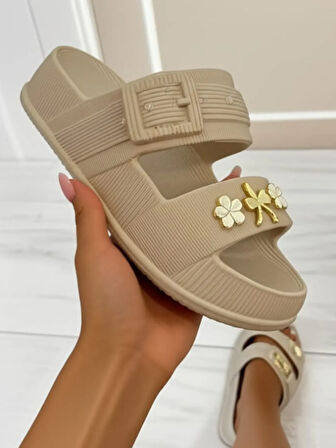 Enova Kadın Islak Zemine Uygun Taşlı Eva Terlik