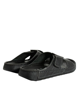 Enova Erkek Suni Deri Ortopedik Rahat Taban Ayarlanabilen Cırtlı Dikişli Şık Ev Dışarı Terliği