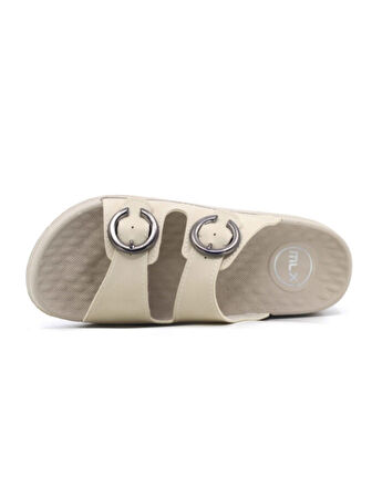 Mulex Kadın Suni Deri Ortopedik Rahat Taban Ayarlanabilen Tokalı Dikişli Şık Dışarı İçeriği Terliği