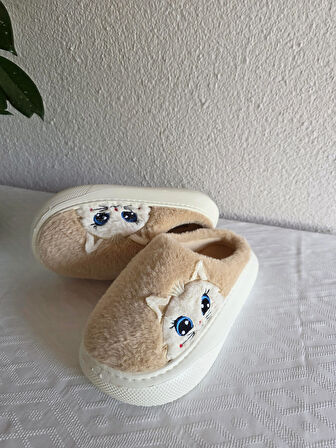 Kadın Kedili Peluş Rahat Ev Terliği 25BNT133