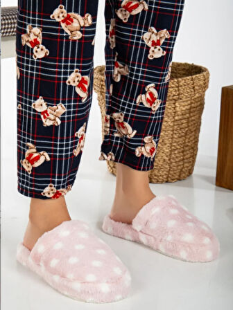 Kadın Ev Terliği Peluş Terlik Çeyiz ve Bohça Terliği Ses Yapmaz Kalın Taban 