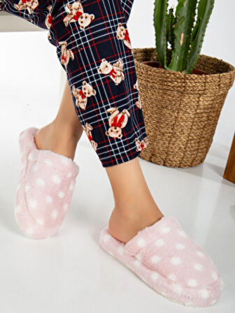 Kadın Ev Terliği Peluş Terlik Çeyiz ve Bohça Terliği Ses Yapmaz Kalın Taban 