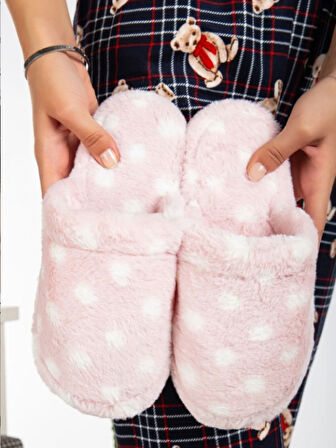 Kadın Ev Terliği Peluş Terlik Çeyiz ve Bohça Terliği Ses Yapmaz Kalın Taban 