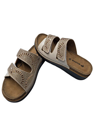 Enova Anatomik Taşlı Çift Bant Cırtlı Kadın Terlik