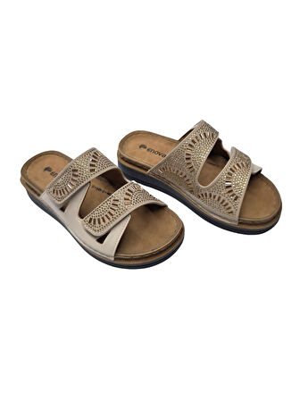 Enova Anatomik Taşlı Çift Bant Cırtlı Kadın Terlik