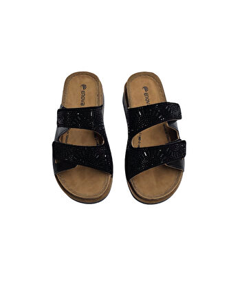 Enova Anatomik Taşlı Çift Bant Cırtlı Kadın Terlik