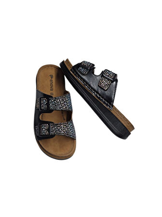 Enova Anatomik Taşlı Çift Bant Cırtlı Kadın Terlik