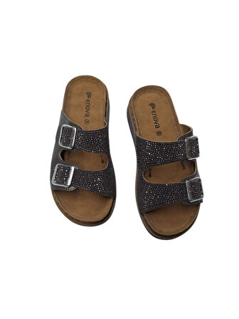 Enova Anatomik Taşlı Çift Bant Cırtlı Kadın Terlik