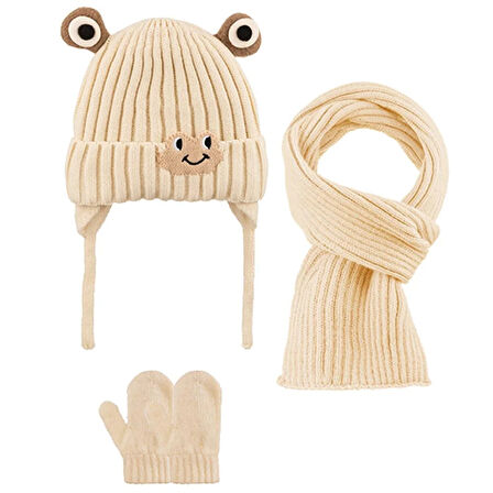 Kitti 0-18 Ay Erkek Bebek Atkı Bere Eldiven 3'lü Takım