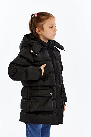 Kız Çocuk Kalın Kışlık Kapüşonlu Kaban 51349