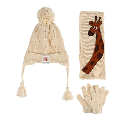 Kitti 1-4 Yaş Erkek Bebek & Çocuk Atkı Bere Eldiven 3'lü Takım