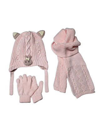 Kitti 1-4 Yaş Kız Bebek & Çocuk  Atkı Bere Eldiven 3'lü Takım