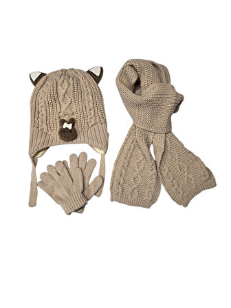Kitti 1-4 Yaş Kız Bebek & Çocuk  Atkı Bere Eldiven 3'lü Takım