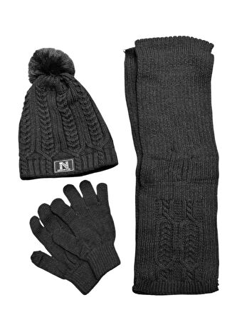 Kitti Kız Çocuk Atkı Bere Eldiven 3'lü Takım