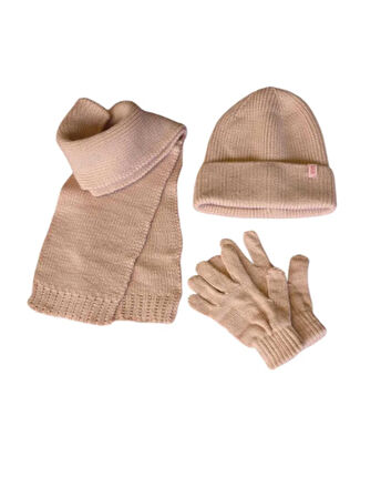Kitti 4-8 Yaş Unisex Çocuk Atkı Bere Eldiven 3'lü Takım