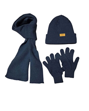 Kitti 9-15 Yaş Erkek Çocuk Atkı Bere Eldiven 3'lü Takım