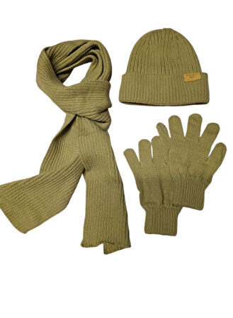 Kitti 9-15 Yaş Erkek Çocuk Atkı Bere Eldiven 3'lü Takım