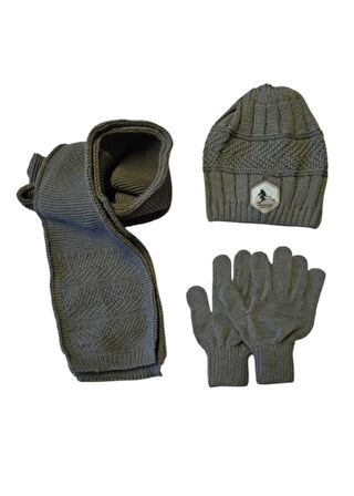 Kitti 9-15 Yaş Erkek Çocuk Atkı Bere Eldiven 3'lü Takım