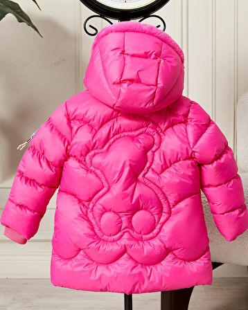 Kız Bebek Kapüşonlu Fermuarlı Şişme Mont 51351