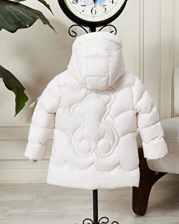 Kız Bebek Kapüşonlu Fermuarlı Şişme Mont 51351