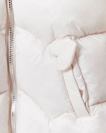 Kız Bebek Kapüşonlu Fermuarlı Şişme Mont 51351