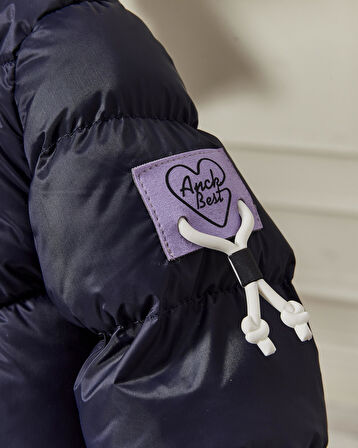 Kız Bebek Kapüşonlu Fermuarlı Şişme Mont 51351