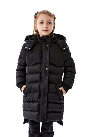 Kız Çocuk Kapüşonlu Kışlık Şişme Mont 51356