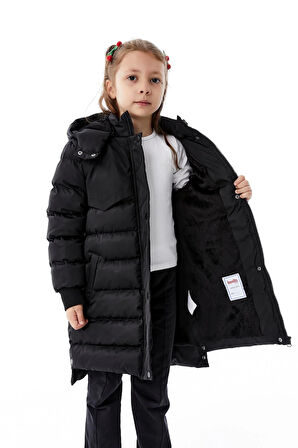 Kız Çocuk Kapüşonlu Kışlık Şişme Mont 51356