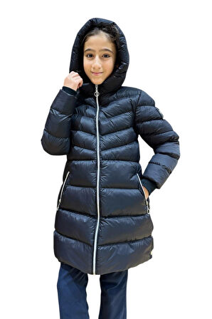 Kız Çocuk Kapüşonlu Kışlık Şişme Mont 51338