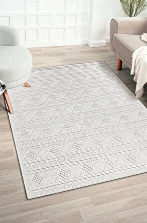 Kreasyon Halı Kişiye Özel Ölçü Yolluk Halısı 80x550 Bravvo BR009 Krem