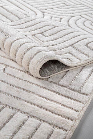 Kreasyon Halı Özel Ölçü Oda Halısı 120x350 Trendo TR003 Krem