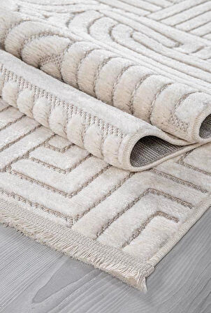 Kreasyon Halı Özel Ölçü Yolluk Halısı 100x600 Trendo TR003 Krem