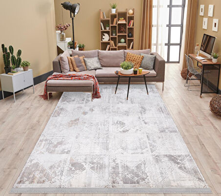İpek Halı Kişiye Özel Ölçü Yolluk Halısı 100x600 Vales 7814A Gri