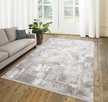 İpek Halı Kişiye Özel Ölçü Oda Halısı 120x500 Filiya 11352 Vizon