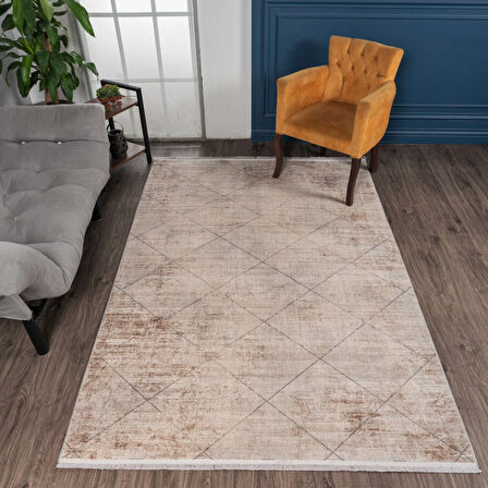 Kreasyon Halı Kişiye Özel Ölçü Yolluk Halısı 80x320 Mazzini 1490 Vizon