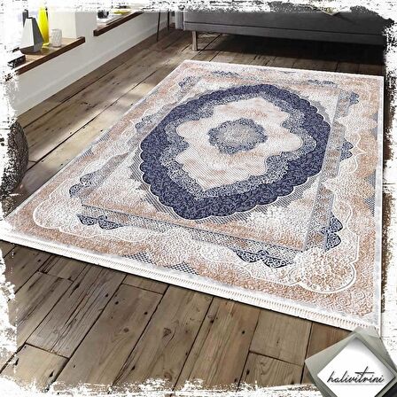 Padişah Halı Yolluk Halısı 100x200 Santo 31882 035 Lacivert Kahve Bej