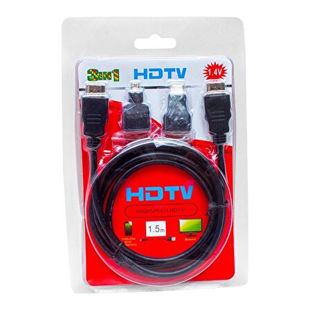 HDMI KABLO 1.5 METRE 3LÜ SET POWERMASTER (MICRO HDMI HDMI*MİNİ HDMI HDMI)