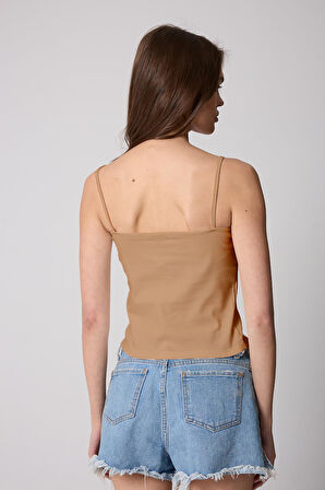 Somon Kadın Ince Ip Askılı Basic Crop Atlet -2466