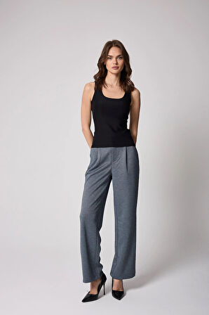 Kadın Atlet Siyah Likralı Slim Fit Kalın Askılı - 2505