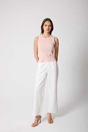 Kadın Pudra Pembe Halter Yaka Nakış Detaylı Bluz - 2512