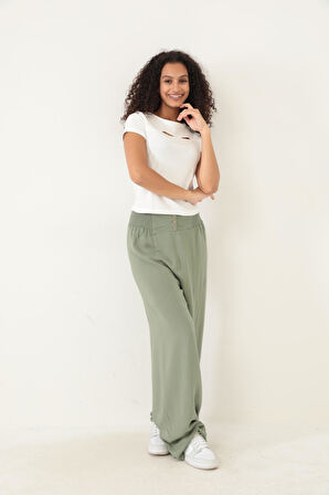 Amida Beyaz Göğüs Detaylı Sıfır Yaka Basic T-shirt- 2415