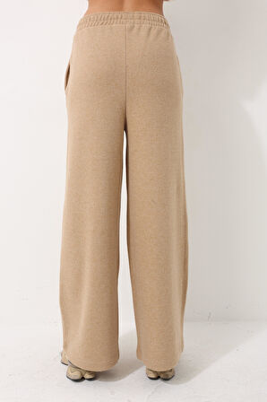 Kamel Yüksek Bel Selanik Kumaş Yumuşak Kadın Bol Paça Pantolon - 2439