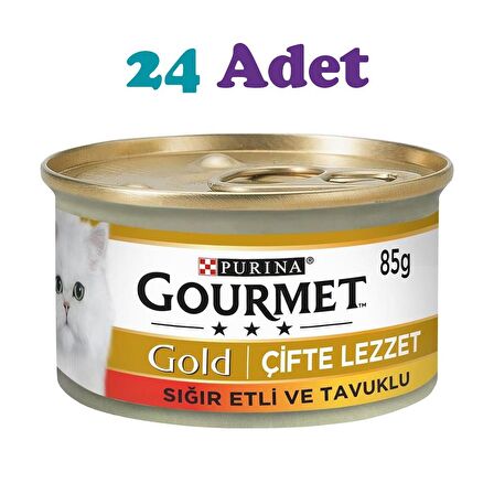 Gourmet Gold Parça Etli Sığır Etli ve Tavuklu Kedi Konservesi 85g (24 Adet)