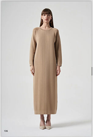 Nuss Dikiş Detaylı Elbise 1414 Mocha