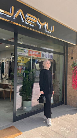 Nuss 1350 Kazayağı Desenli Takım Siyah