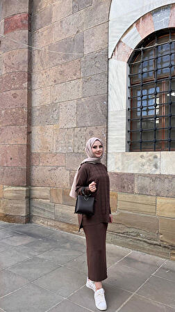 Nuss 1350 Kazayağı Desenli Takım Kahve