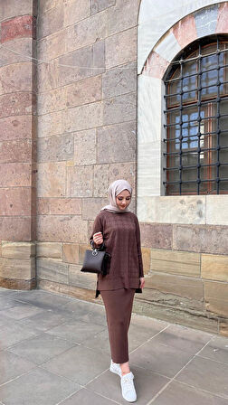 Nuss 1350 Kazayağı Desenli Takım Kahve