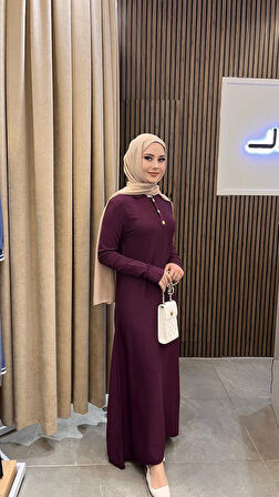 Nuss 1422 Polo Yaka Triko Elbise Bordo